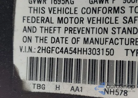 2017 Honda Civic Lx from USA, damaged, VIN 2HGFC4A54HH303150